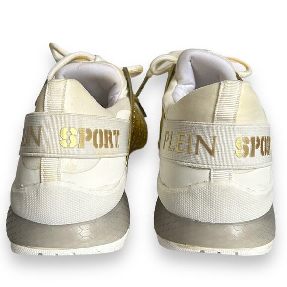 Plein Sport Gold Metallic Lace Up Shoes White Size 37/7 - Picture 15 of 16